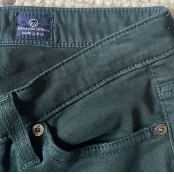 AG Women's The Stilt Cigarette Jean in Deep Green (Almost Black) - Picture 3 of 5